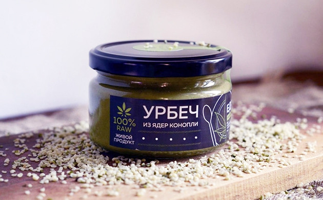 Баночка урбеча из ядер конопля
