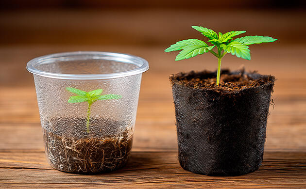 Выбор ёмкости для молодых саженцев конопли