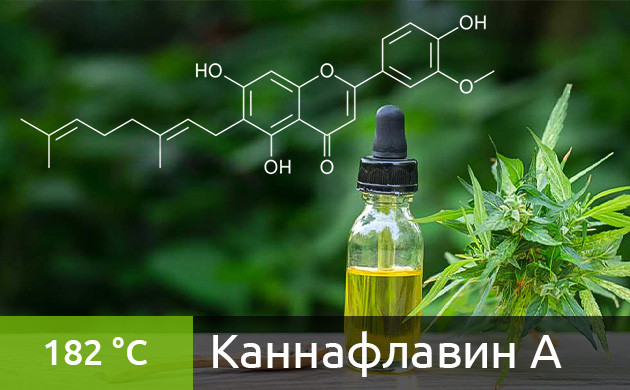 Рекомендуемая температура нагрева для каннафлавина А в вейпе (182 °C) Оптимальная температура для вейпинга каннафлавина А (182 °C)