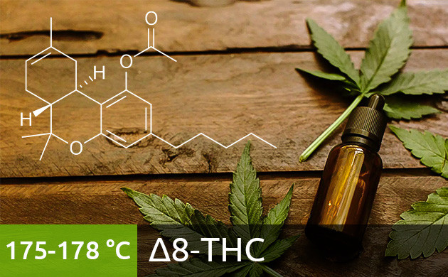 Оптимальная температура для вейпинга Δ8-THC (175-178 °С) Рекомендуемая температура нагрева для Δ8-THC в вейпе (175-178 °С)