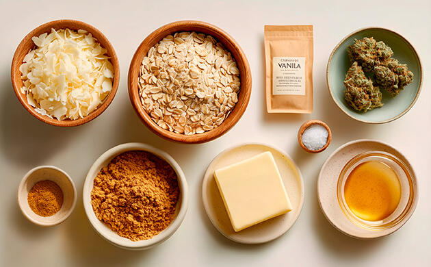 Ингредиенты для ТГК-гранолы с овсянкой и орехами